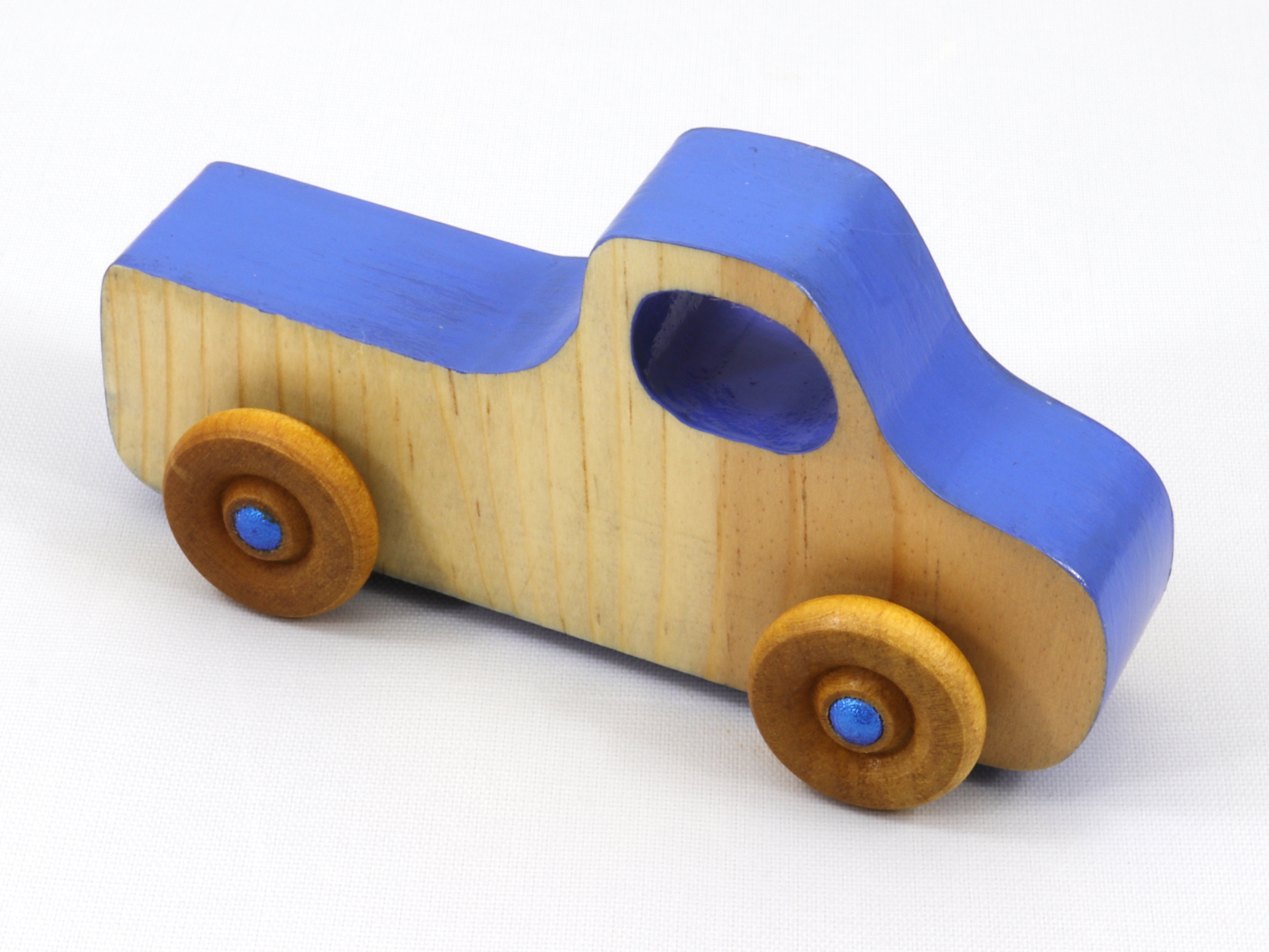 Wood Toy Truck, Handmade and Finished with Amber Shellac, Baby Blue, and Metallic Sapphire Blue Paint From My Play Pal Collection