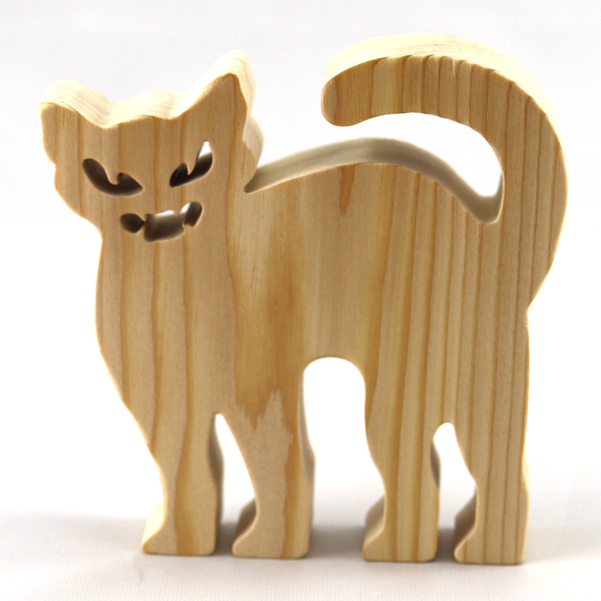 Halloween Cat Cutout, Handmade, Unfinished, Freestanding, and Ready to Paint, Wood Animal From My Snazzy Spooks Collection