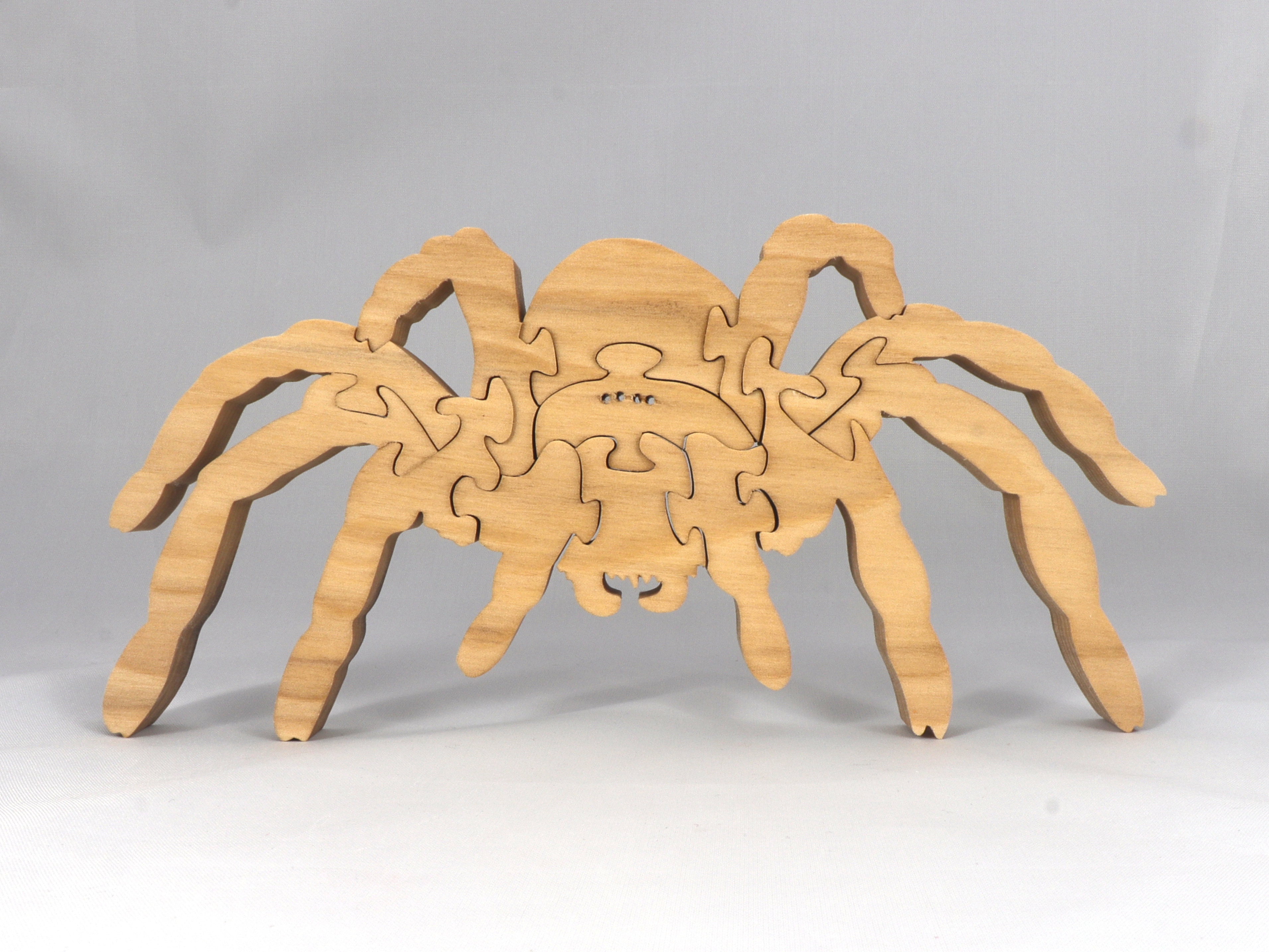 Handmade Wood 13 Piece Spider Puzzle Tarantula Arachnid Freestanding Suitable For Children or Adults
