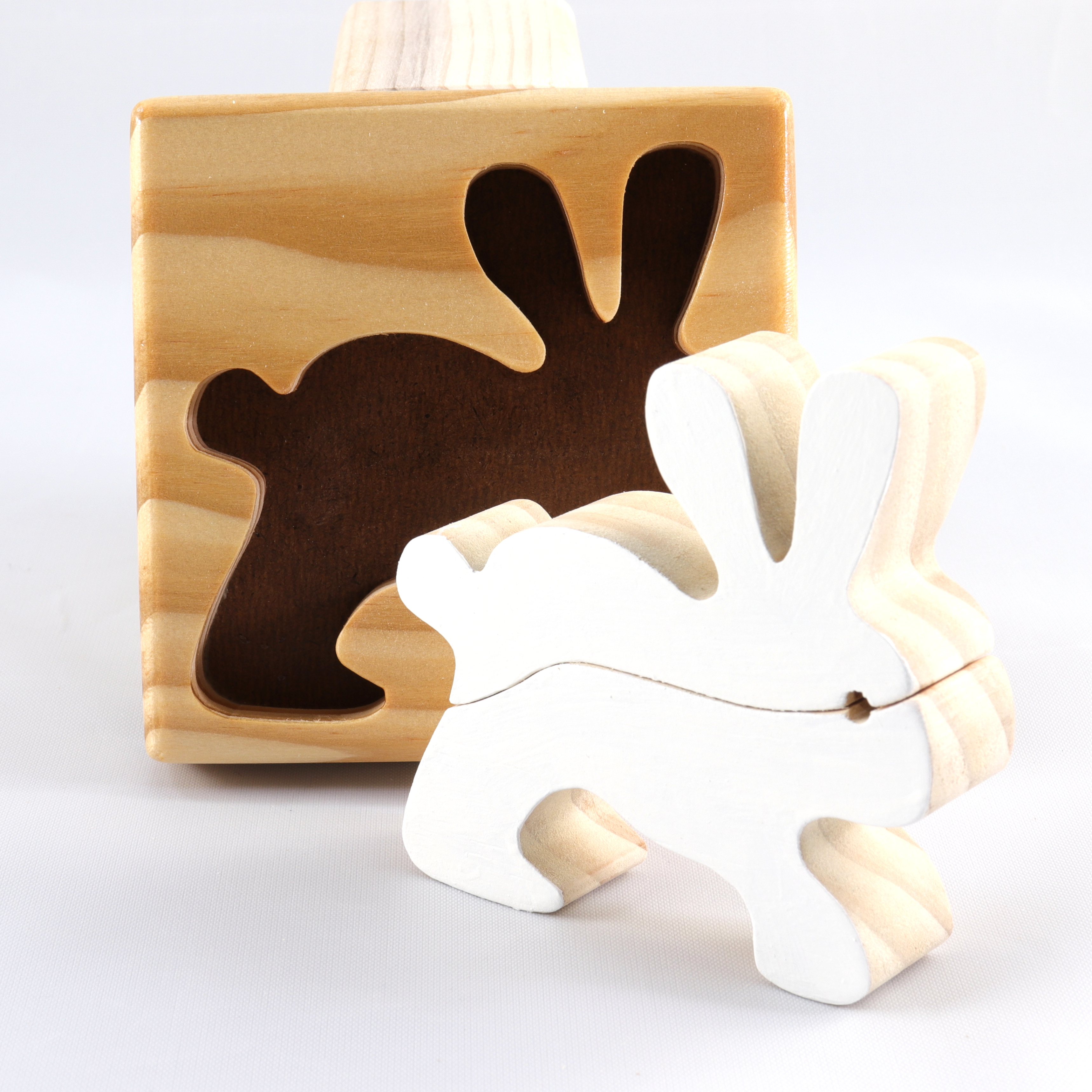 Wood Puzzle Bunny Rabbit, Handmade from Select Grade Hardwood and Hand Painted. Animal Puzzle From My Puzzle Pals Collection