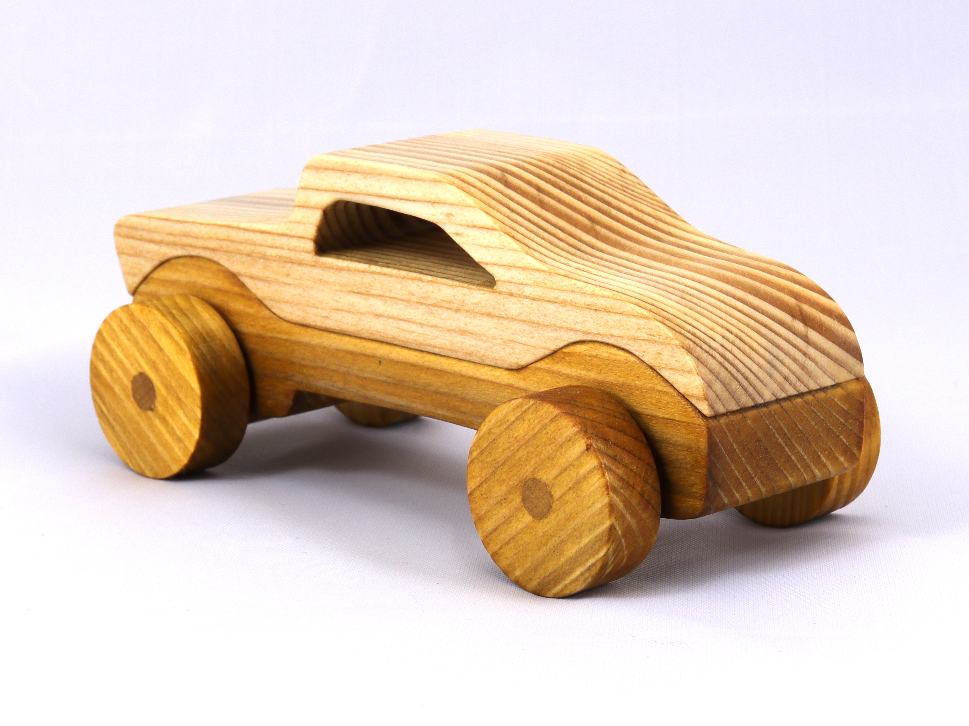 Handmade Wood Toy Car Finished with Two-Tone Clear and Amber Shellac Roadster Coupe or Truck From My The Speedy Wheels Collection