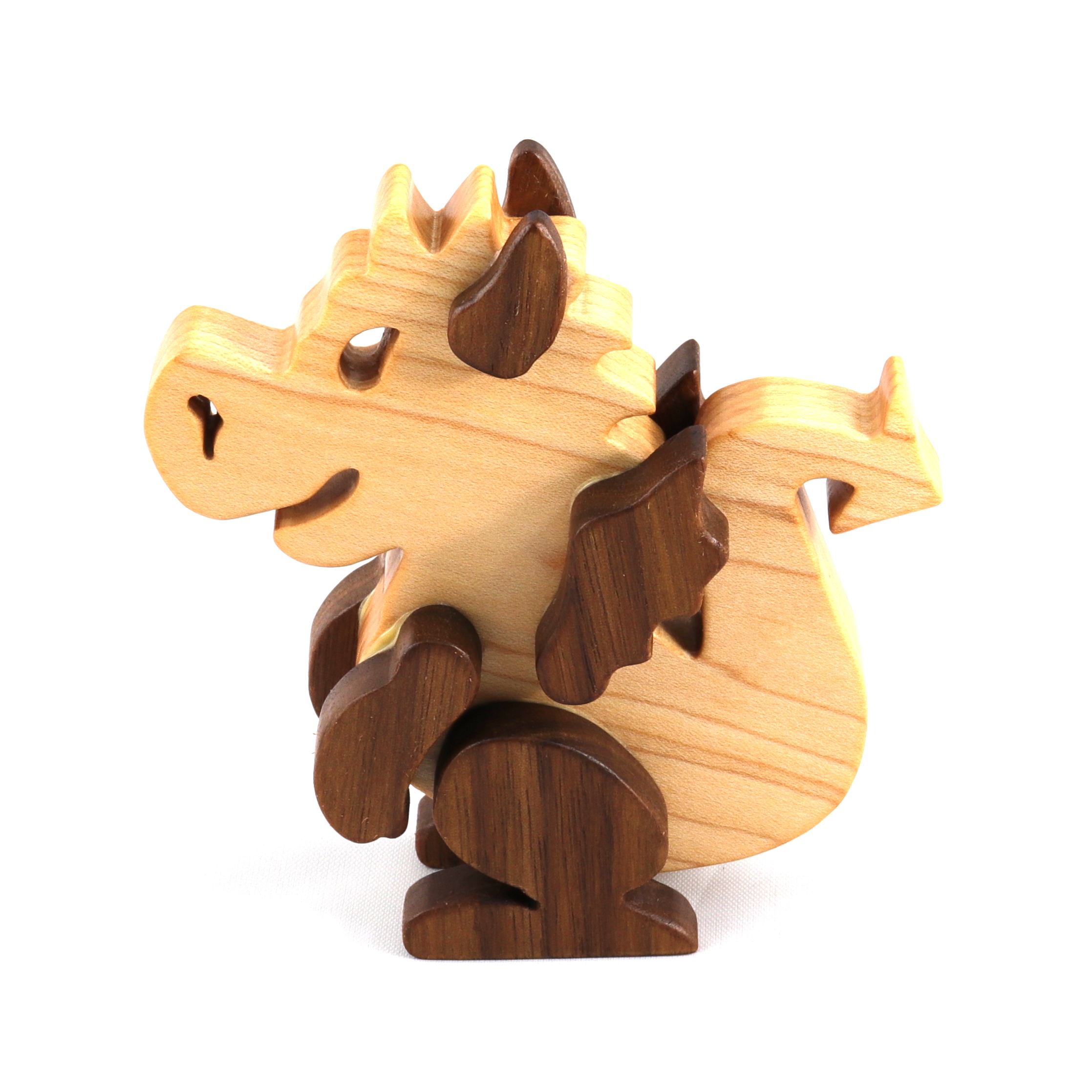 Wood Baby Dragon Fantasy Animal Figurine Handmade From Select Grade Hardwoods And Finished With Mineral Oil And Beeswax