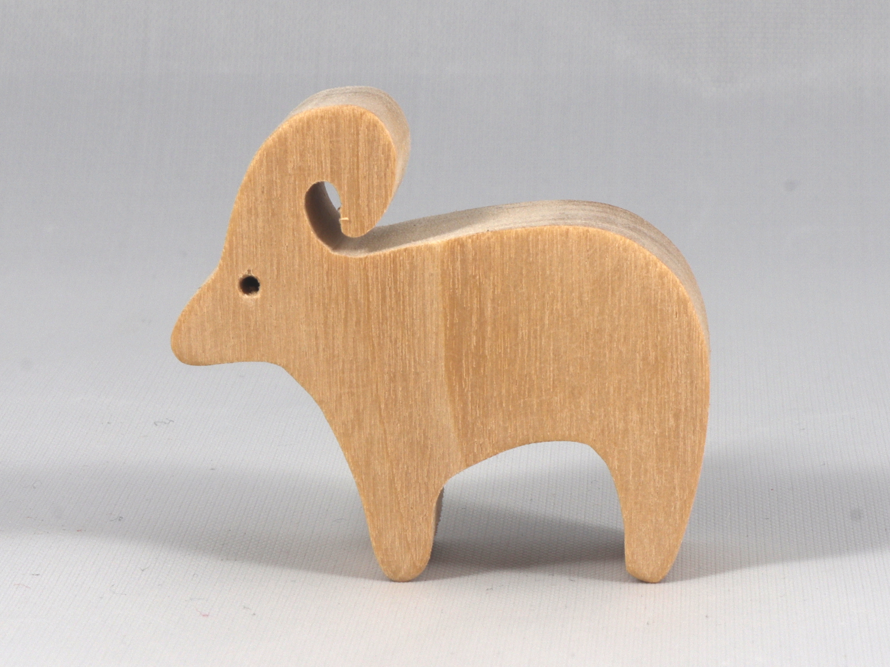 Handmade Wood Toy Ram Sheep Cutout Unfinished, Unpainted, Freestanding, and Stackable From My Itty Bitty Animal Collection