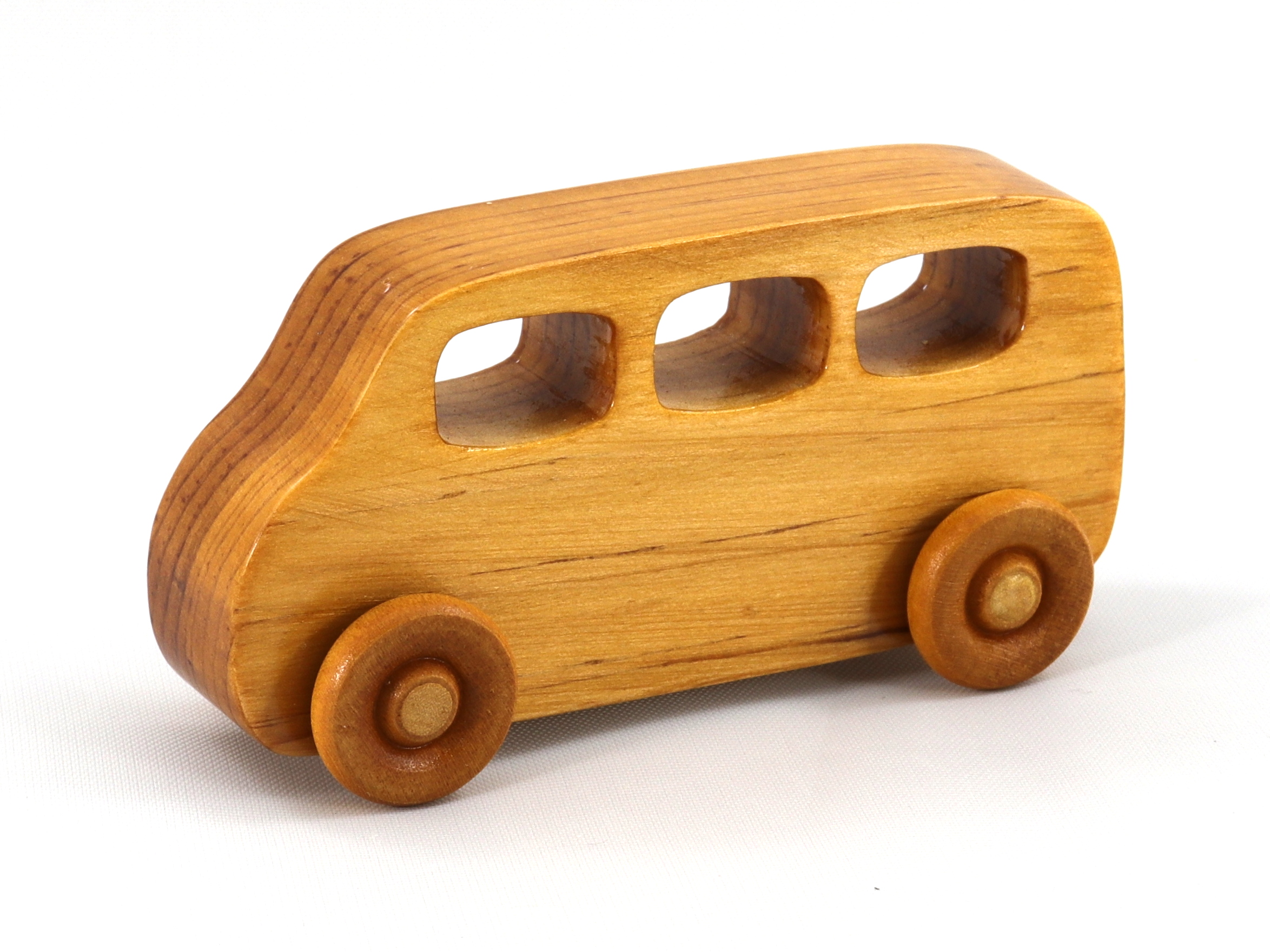 Wood Toy Car, MiniVan, Micro Bus, Handmade, Finished with Amber Shellac, From My Play Pal Collection