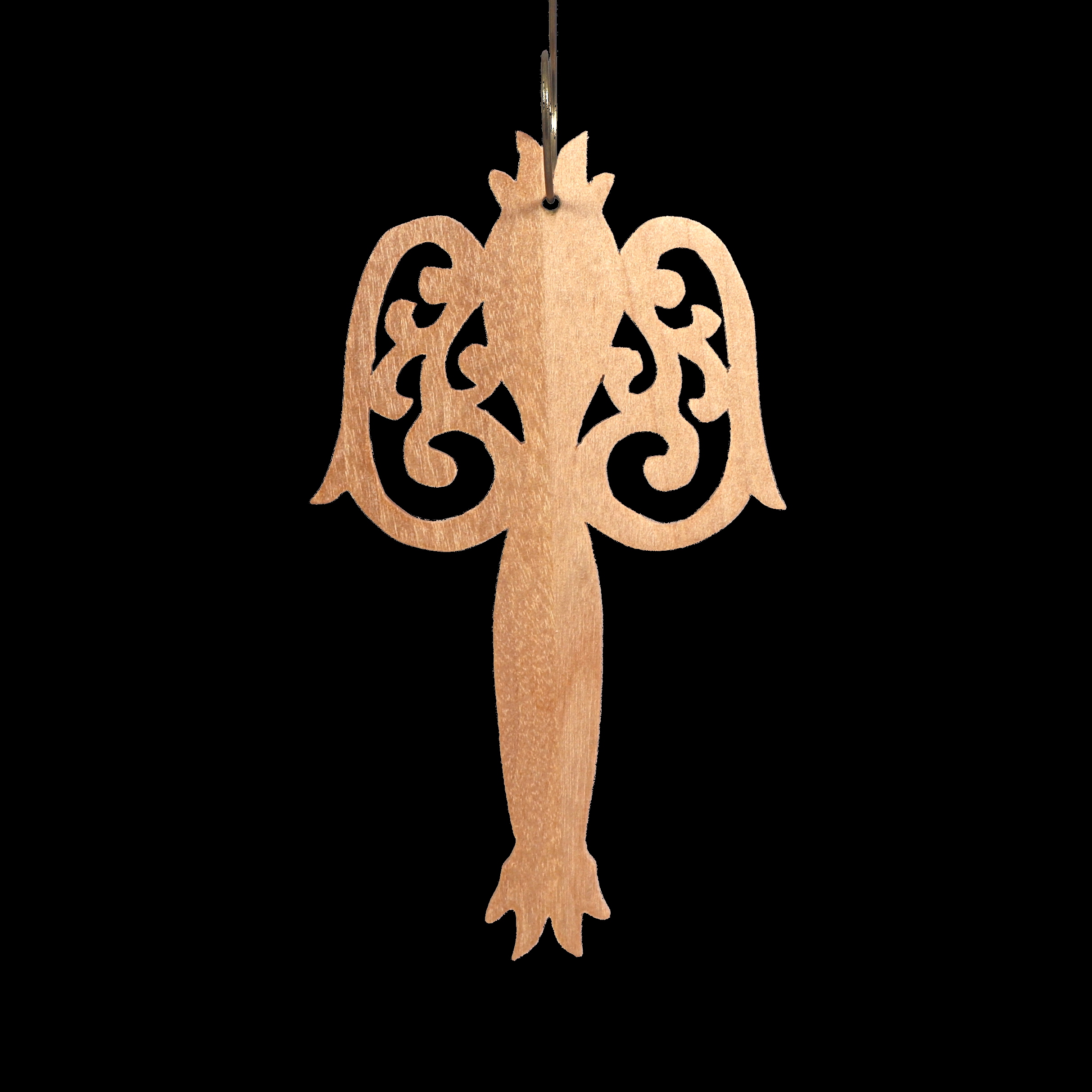 A beautiful handmade wood fretwork Christmas tree ornament in a classic Victorian icicle style. This delicate ornament is hand finished with clear shellac for a timeless look. It is the perfect addition to any Christmas tree collection.