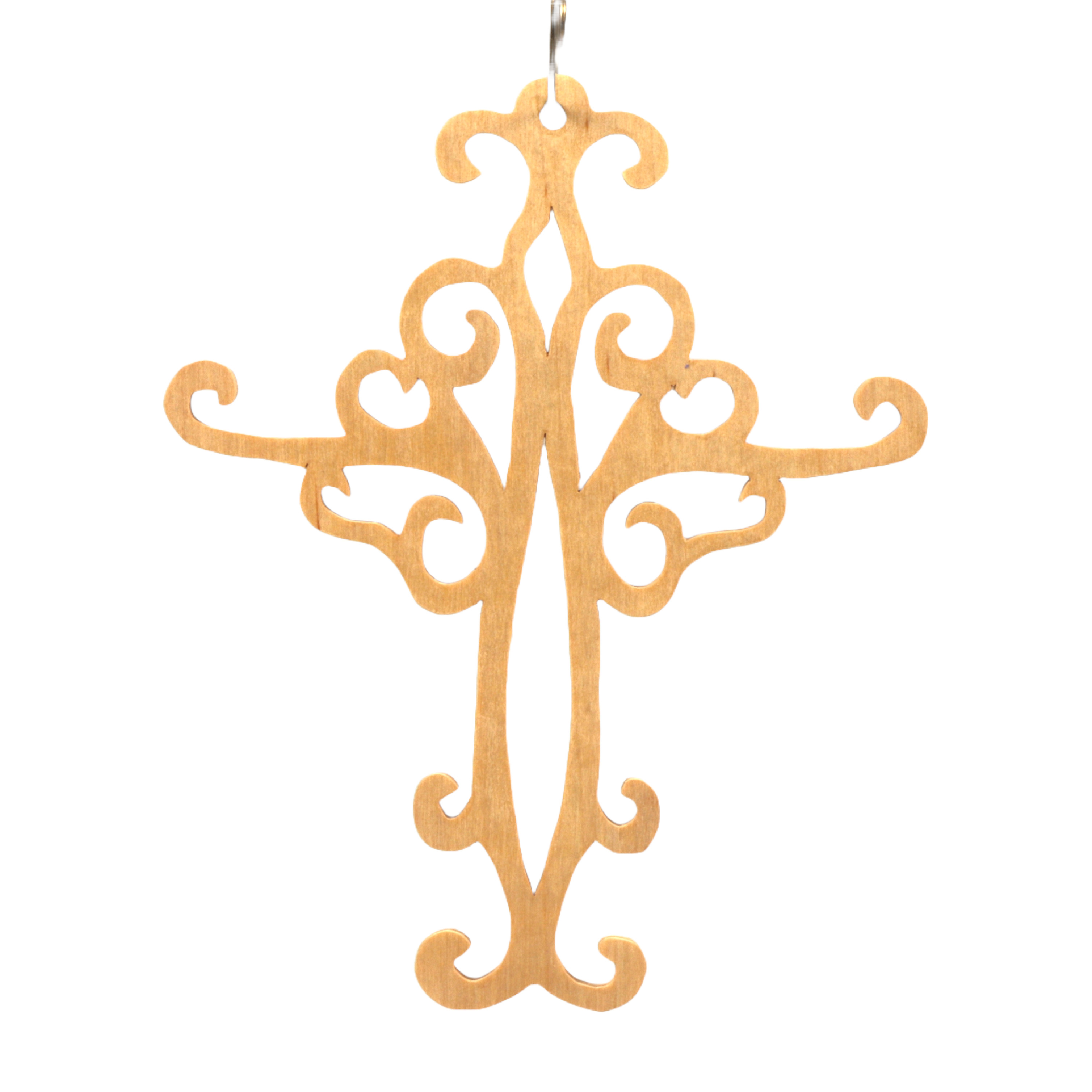 Handcrafted Wooden Victorian Style Fretwork Christian Cross - Made In USA
