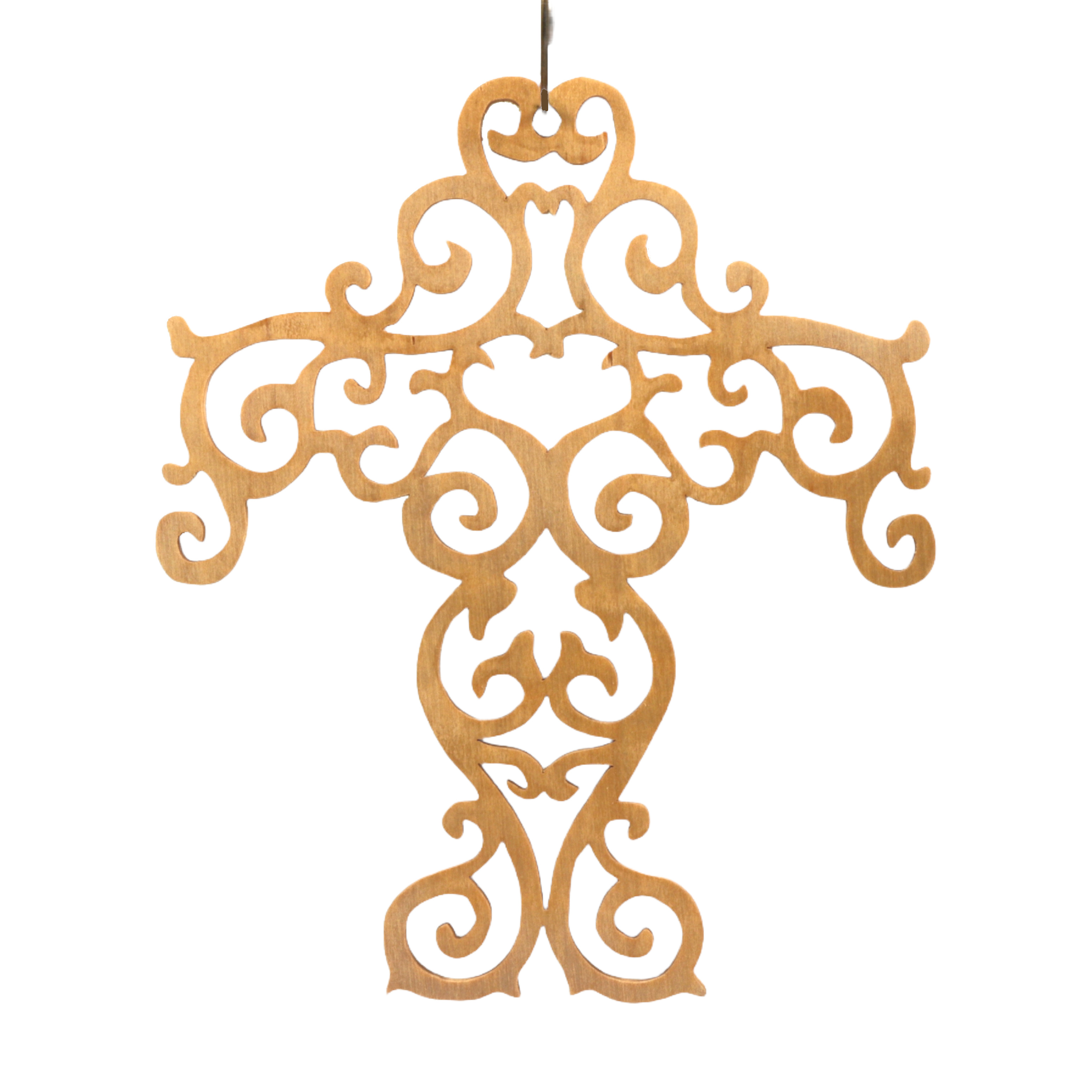 Handcrafted Wooden Victorian Style Fretwork Christian Cross - Made In US